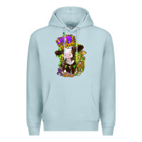 Blue Mist Mardi Gras cow Premium Hoodie - NancyCooperArtShop