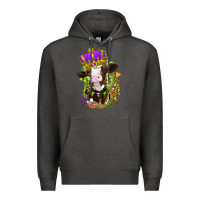 Charcoal Heather Mardi Gras cow Premium Hoodie - NancyCooperArtShop