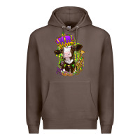 Coffee Mardi Gras cow Premium Hoodie - NancyCooperArtShop