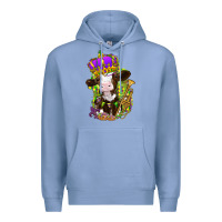 Colony Blue Mardi Gras cow Premium Hoodie - NancyCooperArtShop