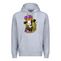 Heather Grey Mardi Gras cow Premium Hoodie - NancyCooperArtShop