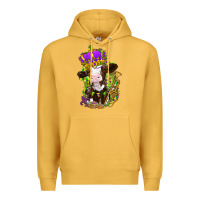 Mustard Mardi Gras cow Premium Hoodie - NancyCooperArtShop