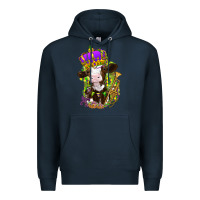 Navy Mardi Gras cow Premium Hoodie - NancyCooperArtShop