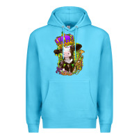 Ocean Blue Mardi Gras cow Premium Hoodie - NancyCooperArtShop