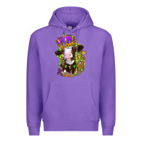Purple Mardi Gras cow Premium Hoodie - NancyCooperArtShop