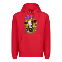 Red Mardi Gras cow Premium Hoodie - NancyCooperArtShop