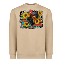 Mushroom western rooster coop animals sunflowers cowhide serape wooden Heavyweight Sweatshirt - Artiststas