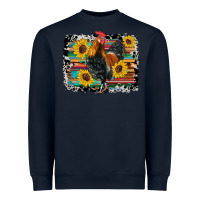Navy western rooster coop animals sunflowers cowhide serape wooden Heavyweight Sweatshirt - Artiststas