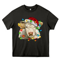 Asphalt charolais cattle cow with christmas lights and hat Heavy Core Tee - RanaPortraitStore