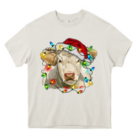 Cream charolais cattle cow with christmas lights and hat Heavy Core Tee - RanaPortraitStore