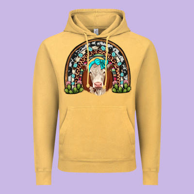 Hereford Rainbow Vintage Hoodie Designed By Jahusdesignshop