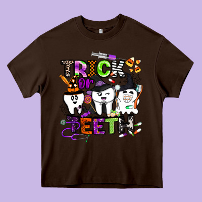 Trick Or Teeth Heavy Core Tee Designed By Barkaloodesign