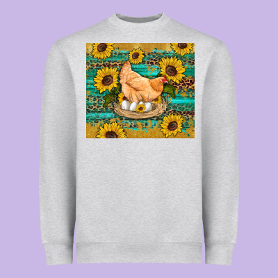 Western Farm Chicken Coop Animals Sunflowers Leopard Turquoise Wooden Heavyweight Sweatshirt Designed By Artiststas