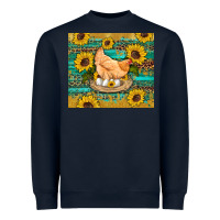 Navy western farm chicken coop animals sunflowers leopard turquoise wooden Heavyweight Sweatshirt - Artiststas