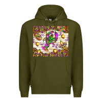 Army Green Mardi Gras with crab Premium Hoodie - NancyCooperArtShop
