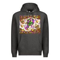 Charcoal Heather Mardi Gras with crab Premium Hoodie - NancyCooperArtShop