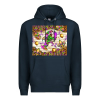 Navy Mardi Gras with crab Premium Hoodie - NancyCooperArtShop