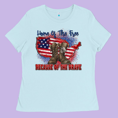 Home Of The Free Because Of The Brave Ladies Tee Designed By Zillion Design Studio