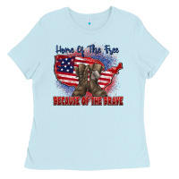 Baby Blue home of the free because of the brave Ladies Tee - Zillion Design Studio