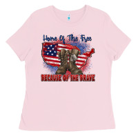 Bubblegum Pink home of the free because of the brave Ladies Tee - Zillion Design Studio
