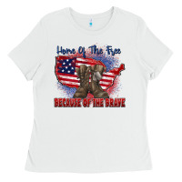 White home of the free because of the brave Ladies Tee - Zillion Design Studio