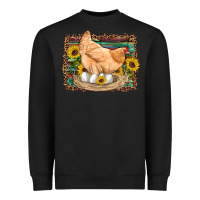 Black western farm chicken coop animals eggs sunflowers leopard serape woode Heavyweight Sweatshirt - Artiststas
