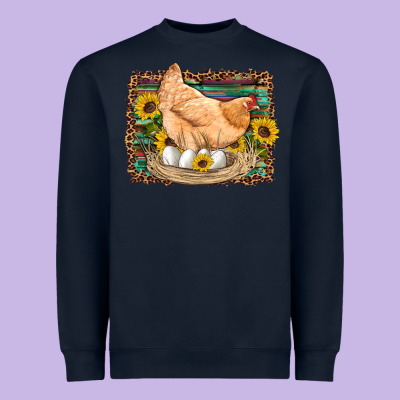 Western Farm Chicken Coop Animals Eggs Sunflowers Leopard Serape Woode Heavyweight Sweatshirt Designed By Artiststas