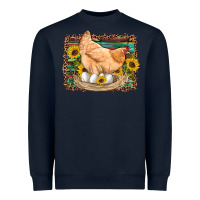 Navy western farm chicken coop animals eggs sunflowers leopard serape woode Heavyweight Sweatshirt - Artiststas