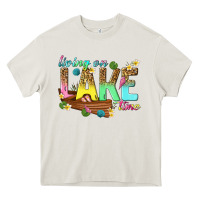 Cream living on lake time Heavy Core Tee - texasbilliewilder