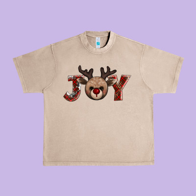 Joy Reindeer Urban Heavy Tee Designed By Adodesignshop