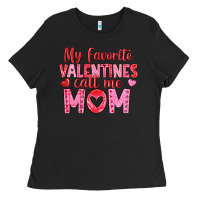 Black my favorite valentine call me mom Ladies Tee - texasbilliewilder