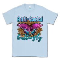 Dusty Blue Western Anti-Social Butterfly Classic Tee - LillyAllenDesigns