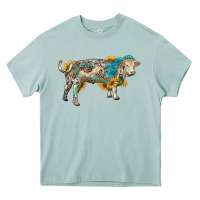 Arona charolais bull with sunflowers and gemstone western patterns Heavy Core Tee - RanaPortraitStore