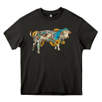Asphalt charolais bull with sunflowers and gemstone western patterns Heavy Core Tee - RanaPortraitStore
