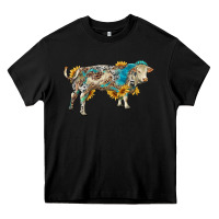 Black charolais bull with sunflowers and gemstone western patterns Heavy Core Tee - RanaPortraitStore