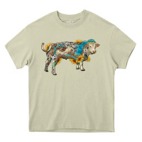 Mossy charolais bull with sunflowers and gemstone western patterns Heavy Core Tee - RanaPortraitStore