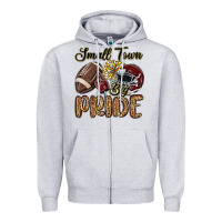 Heather Grey small town big pride maroon yellow Zipper Hoodie - MaliasSmallBusiness