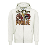 Oatmeal Heather small town big pride maroon yellow Zipper Hoodie - MaliasSmallBusiness