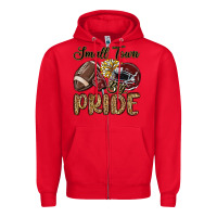 Red small town big pride maroon yellow Zipper Hoodie - MaliasSmallBusiness