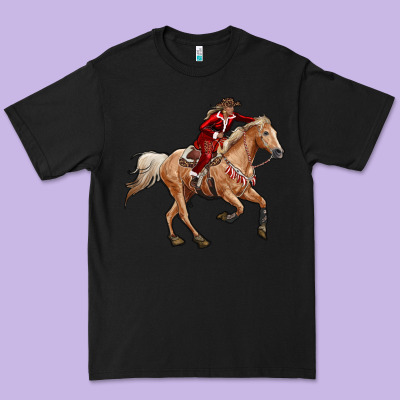 Christmas Cowgirl Premium Tee Designed By Ranaportraitstore