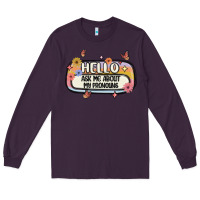 Plum ask me about my pronouns Long Sleeve Tee - MaliasSmallBusiness