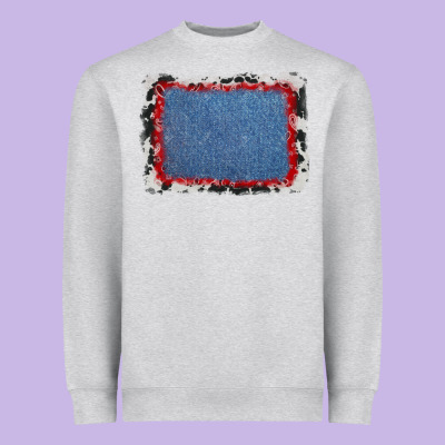 Cowhide Bandana Denim Background Heavyweight Sweatshirt Designed By Adodesignshop