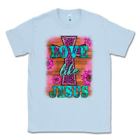 Dusty Blue love like jesus Classic Tee - BarkalooDesign