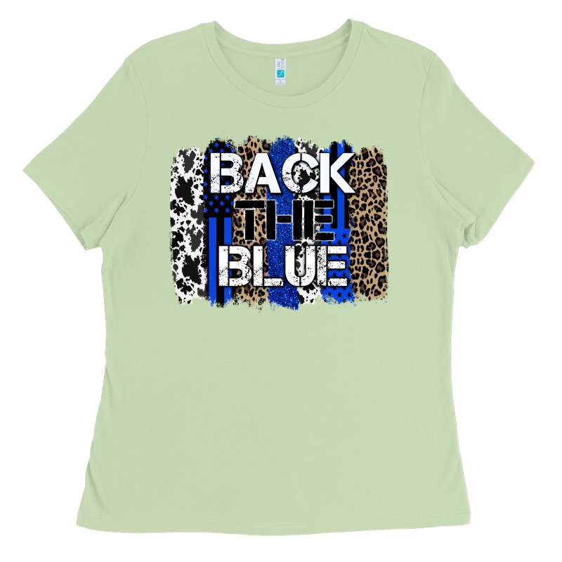 Back The Blue Brushstroke Ladies Tee by Zillion Design Studio | Teevron