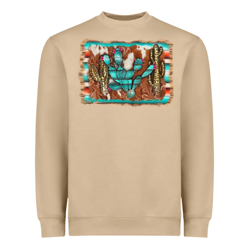 Cactus Cowhide Serape Heavyweight Sweatshirt by AdoDesignShop | Teevron