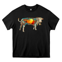 Black charolais bull with desert and leopard Heavy Core Tee - RanaPortraitStore