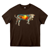 Chocolate Brown charolais bull with desert and leopard Heavy Core Tee - RanaPortraitStore