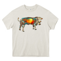 Cream charolais bull with desert and leopard Heavy Core Tee - RanaPortraitStore