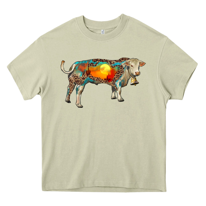 Charolais Bull With Desert And Leopard Heavy Core Tee by RanaPortraitStore | Teevron