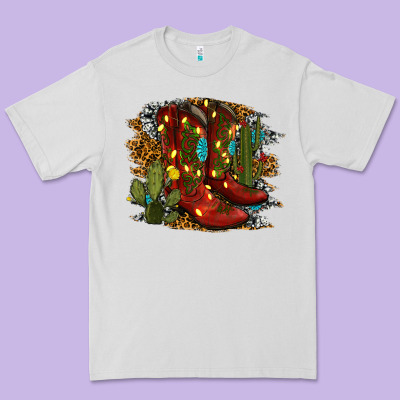 Christmas Cowboy Boots Premium Tee Designed By Ranaportraitstore